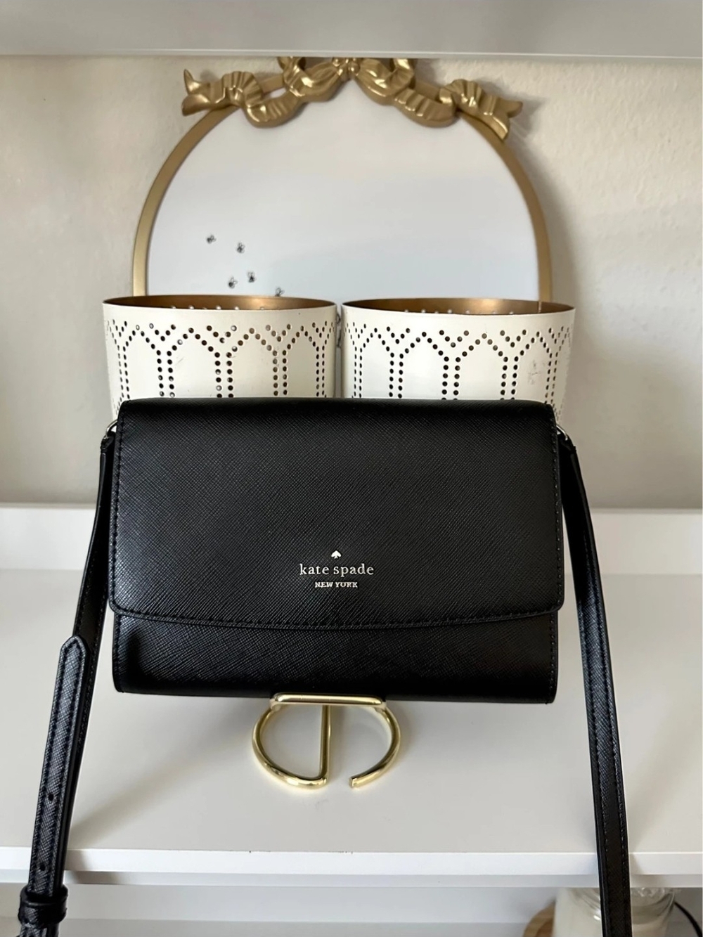 kate spade New York Black Leather Crossbody Bag